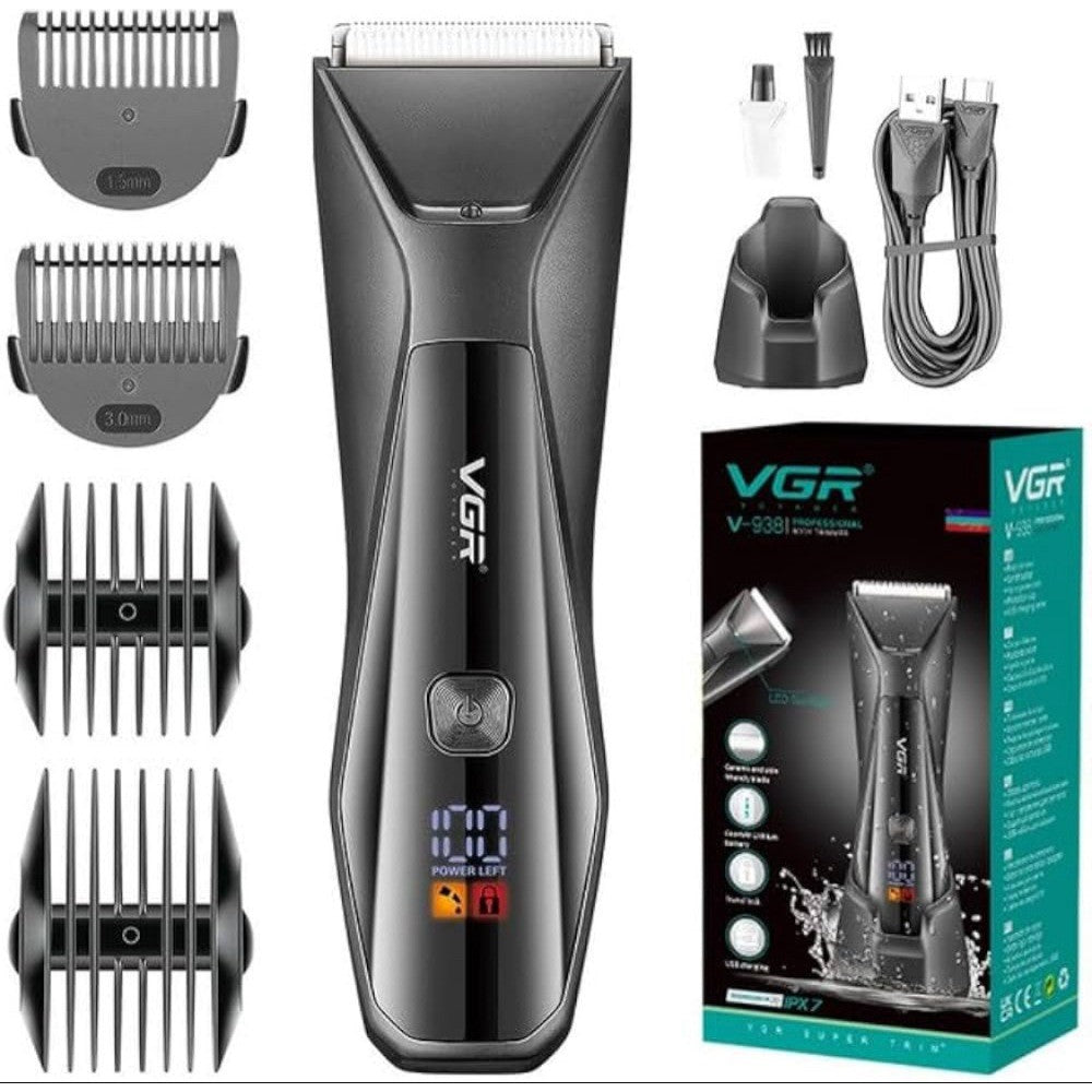 VGR, Hair Trimmer Ceramic Blades IPX7 Washable + Travel Lock