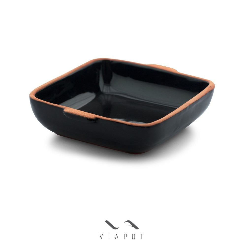 Viapot, Square Oven Tray, 23X23X6.5 Cm, (Full Brown Glazed) 1 Pcs, Shrink