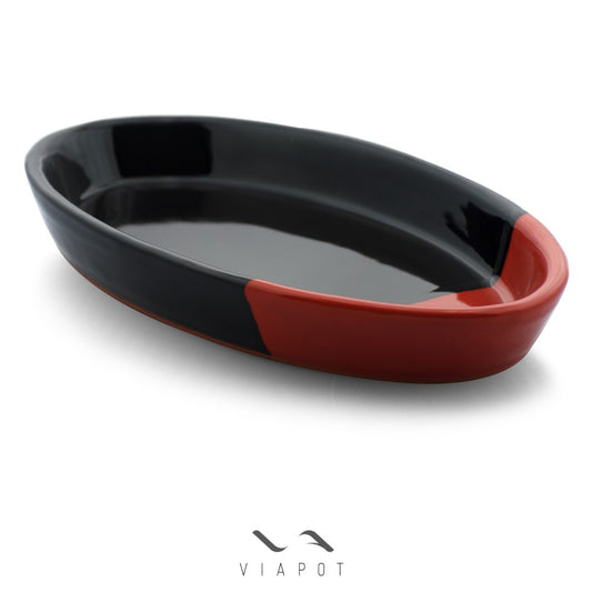 Viapot, Oval Oven Tray, 33X19X4.5 Cm, (Full 2 Mix Colors Glazed)  1 Pcs, Shrink
