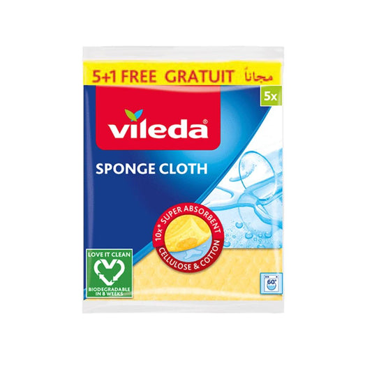 Vileda, Sponge Cloth, Pack of 5 + 1 Free, VIL-100508
