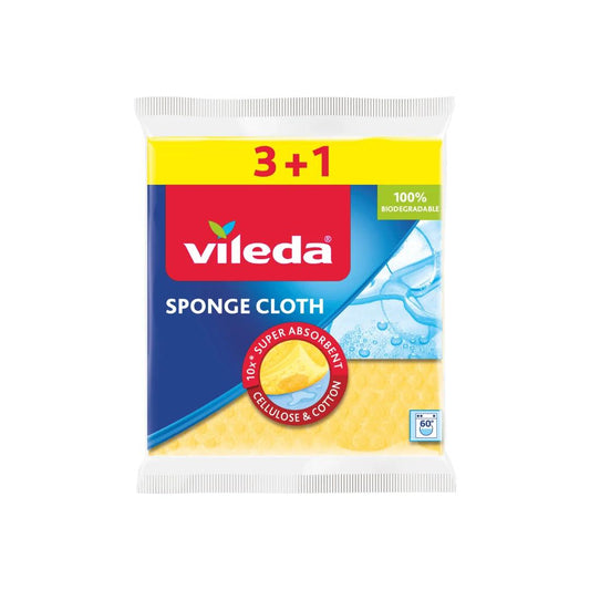 Vileda, Sponge Cloth, Pack of 3 + 1 Free, VIL-55603