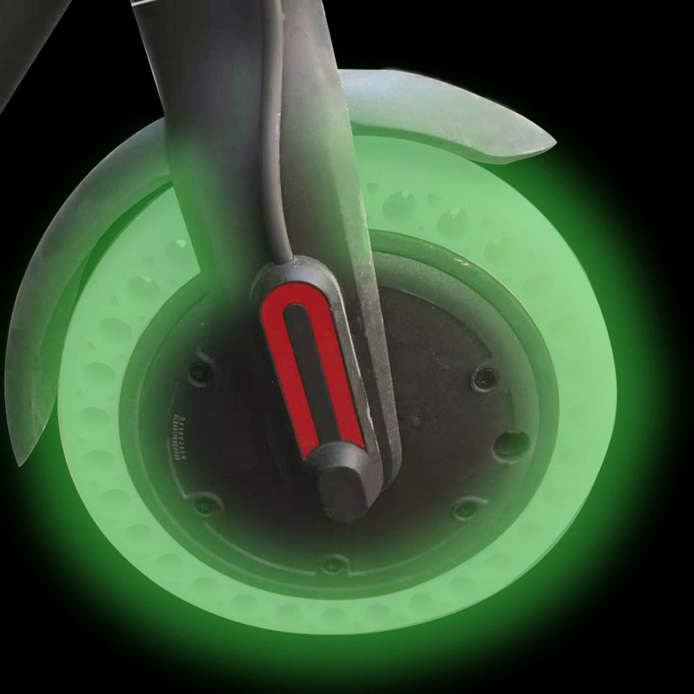VLR, Green Fluo Night Glow Kickscooter Tires, 8.5-Inch Honeycomb Solid Tires, Non-Slip, Wear-Resistant, Non-Inflatable