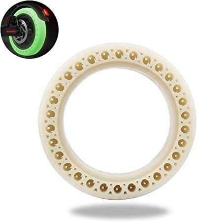 VLR, Green Fluo Night Glow Kickscooter Tires, 8.5-Inch Honeycomb Solid Tires, Non-Slip, Wear-Resistant, Non-Inflatable