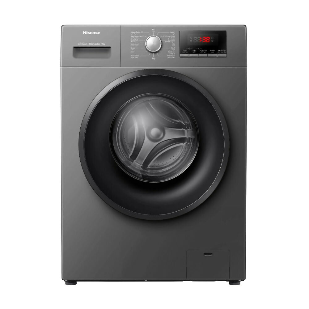 Hisense, Washer 9kg - 1400RPM Front Load, Inverter [Silver], HSN-WFQP9014T