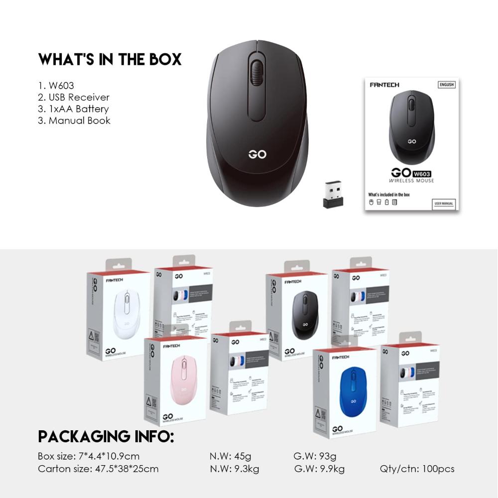 Fantech, W603 Go Wireless Office Mouse, Available in Different Colors