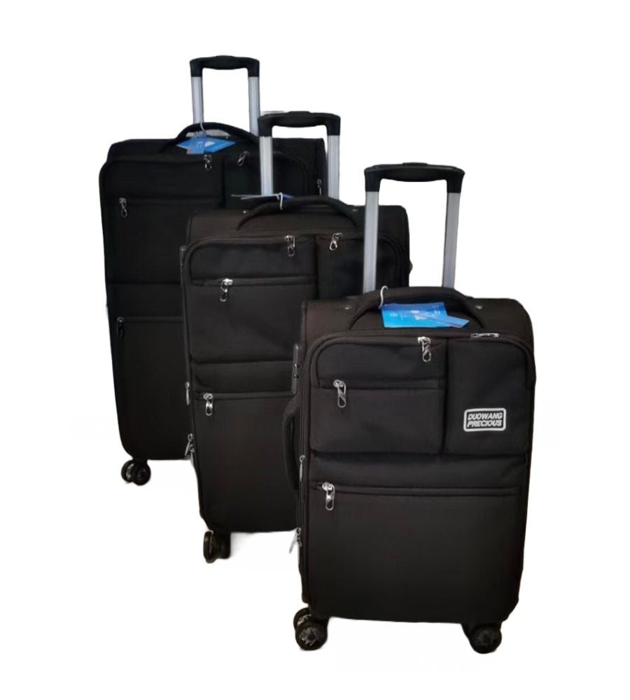 Wang, Pro Expandable Travel Bags Soft Cover 4 Wheels Luggage 3-Piece Set, Available in Different Colors