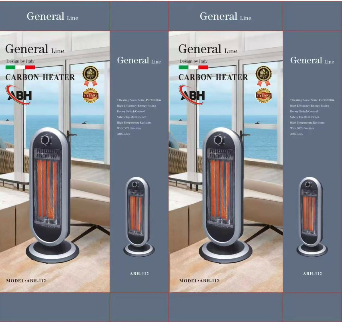General Line Carbon Heater, 2 heating power450W/900W, high efficiency , safety tip over switch, high temperature resistant