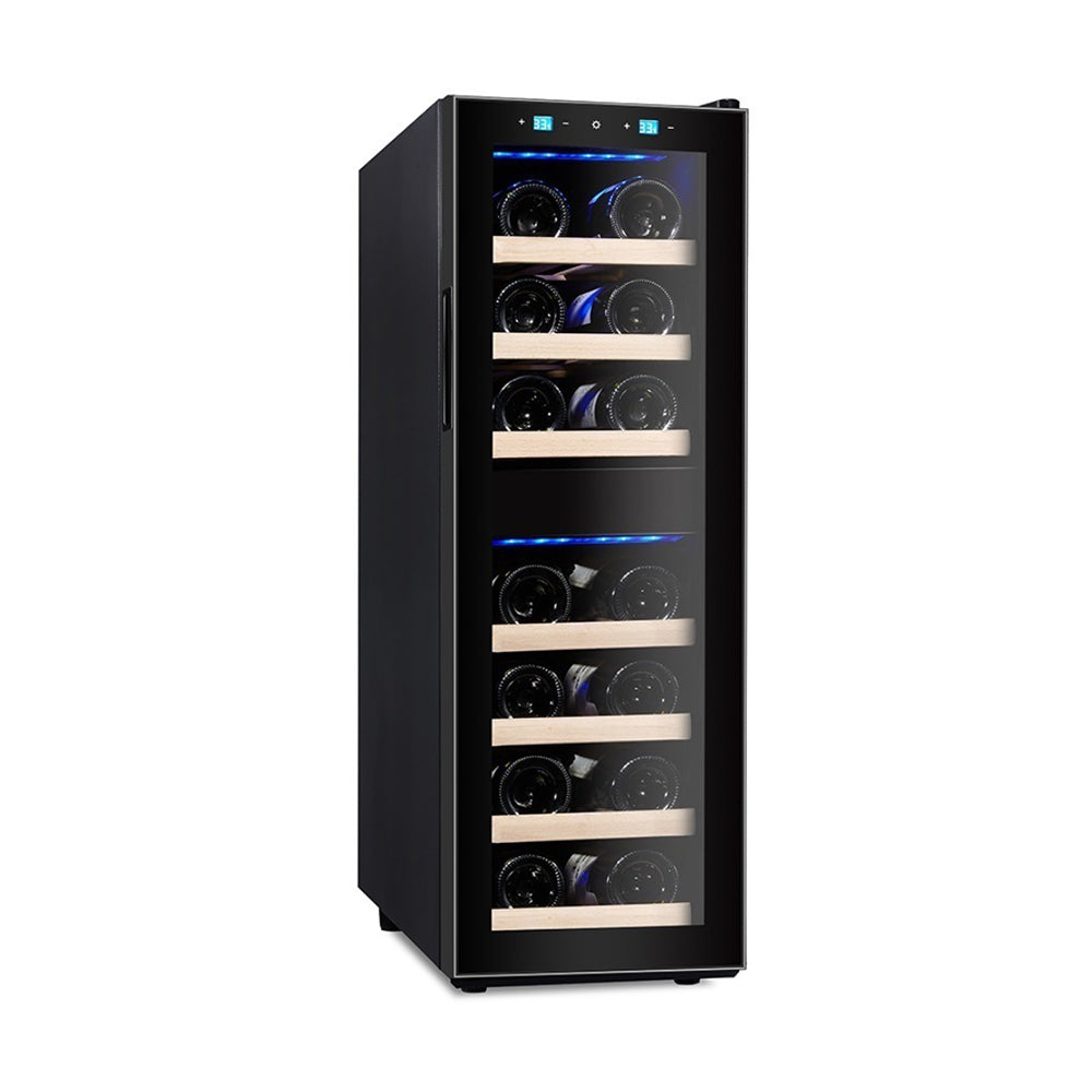 Campomatic Wine Cooler Under Counter Full Glass Front Design Dual Zone 19 Bottles Capacity, WC19DZ
