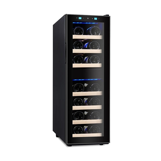 Campomatic Wine Cooler Under Counter Full Glass Front Design Dual Zone 19 Bottles Capacity, WC19DZ