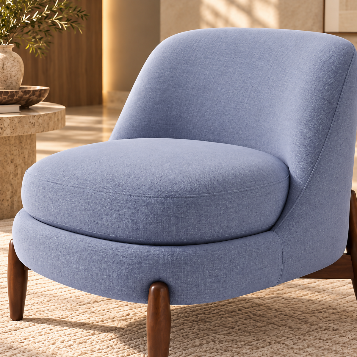 Massimo Luxury Upholstered Lounge Chair – Blue | HSA010-B