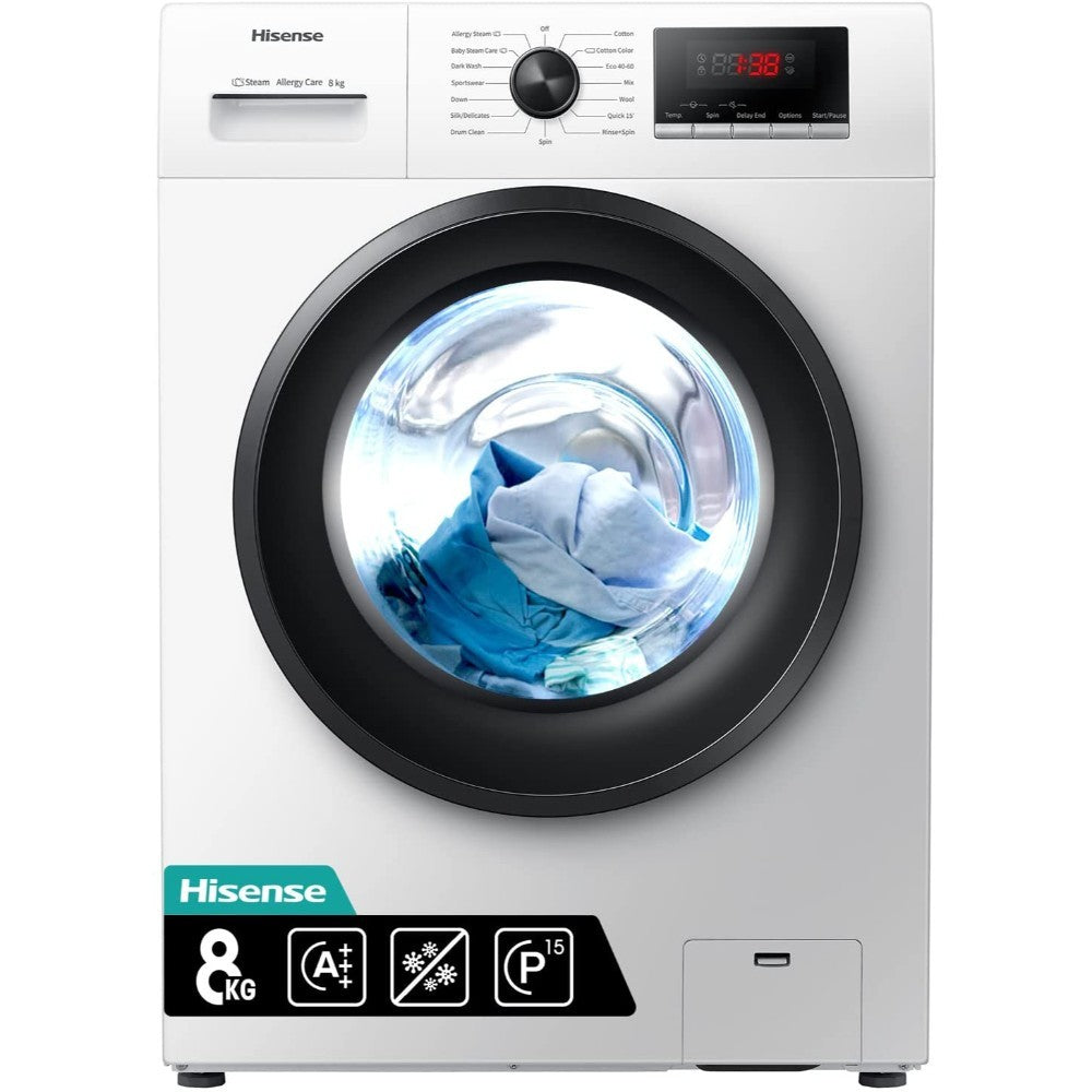Hisense, Washer 8kg Front Load 1200 Rpm White
