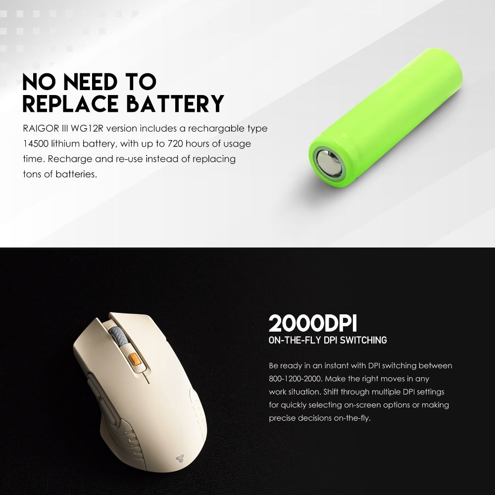 Fantech, Wg12R Raigor Iii Rechargeable Wireless Gaming Mouse, Available in Different Colors