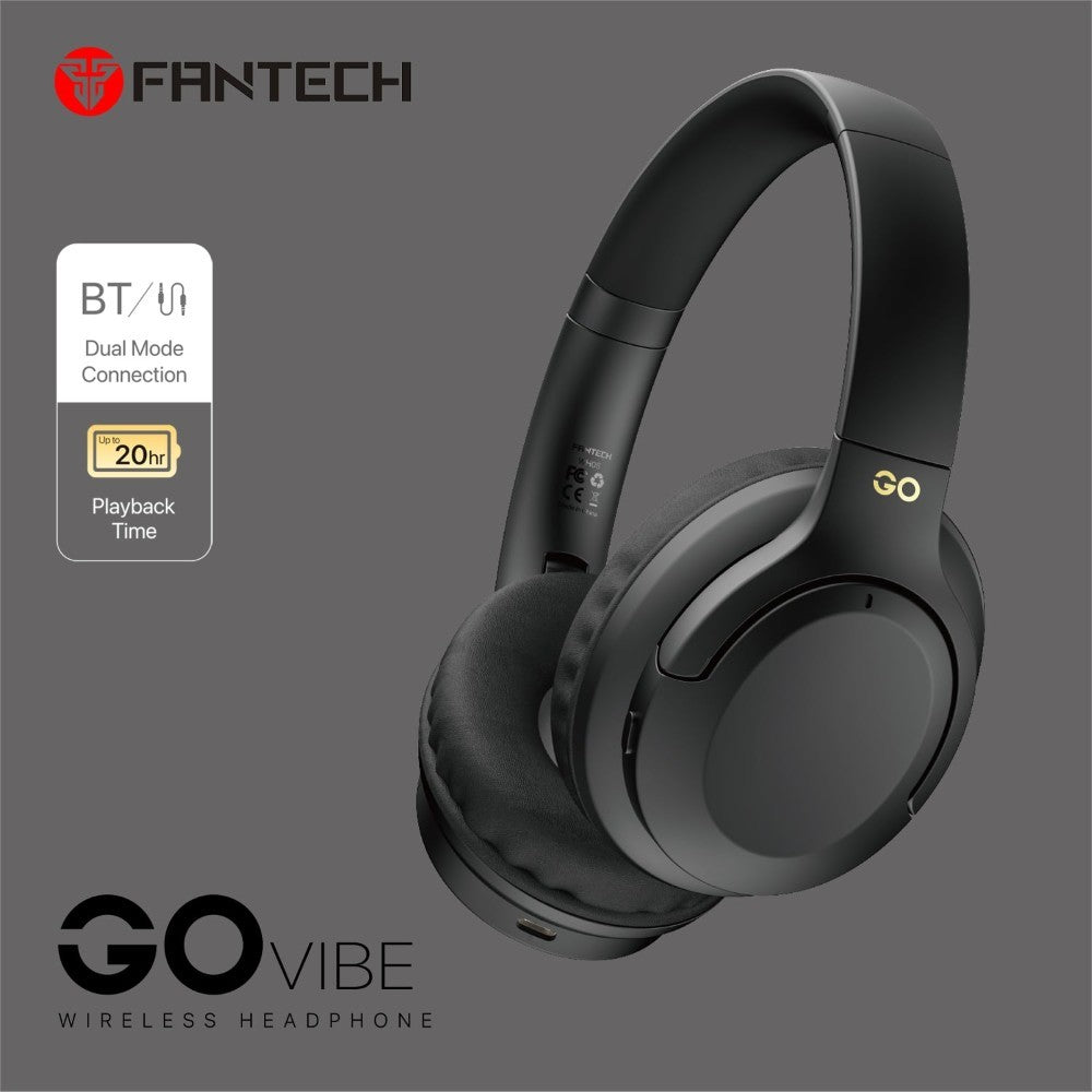 Fantech, Wh05 Go Vibe Wireless Headphones, Dual Mode Connection Bt5.3 & 3.5Mm Jack Gaming Headset, Available in Different Colors