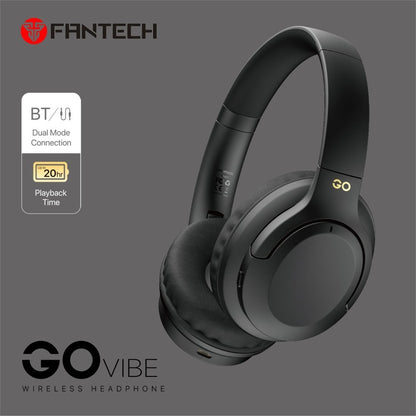 Fantech, Wh05 Go Vibe Wireless Headphones, Dual Mode Connection Bt5.3 & 3.5Mm Jack Gaming Headset, Available in Different Colors