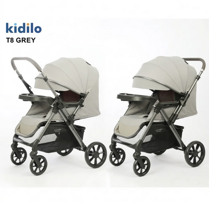 Kidilo T8 Premium Baby Stroller – Multi-Functional, Reversible Handle, Shock-Absorbent Wheels