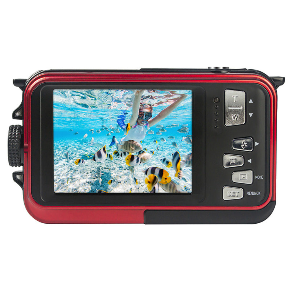 AGFA Photo Realishot - Waterproof, 24 MP, Full HD, Dual LCD Screen, 16x Digital Zoom, Digital Stabilizer, Lithium Battery [RED], WP8000RD