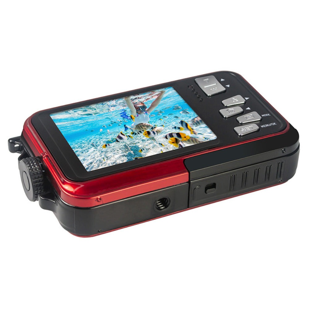 AGFA Photo Realishot - Waterproof, 24 MP, Full HD, Dual LCD Screen, 16x Digital Zoom, Digital Stabilizer, Lithium Battery [RED], WP8000RD