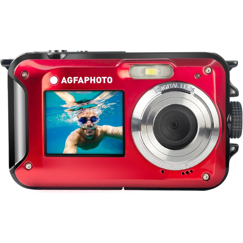 AGFA Photo Realishot - Waterproof, 24 MP, Full HD, Dual LCD Screen, 16x Digital Zoom, Digital Stabilizer, Lithium Battery [RED], WP8000RD