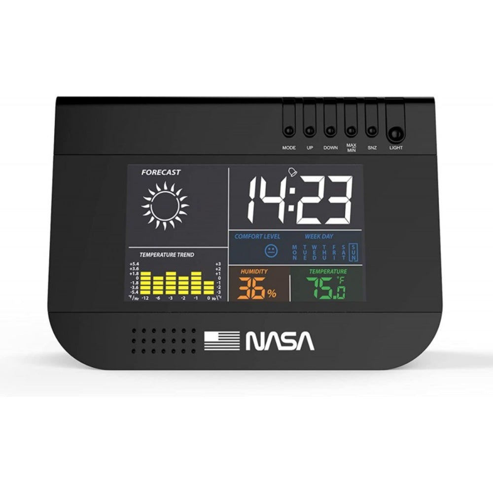 Nasa Weather Station Satellite - 3.3-Inch, LCD Display, AA Batteries, Calendar/Clock/Alarm Functions [Black], WS100