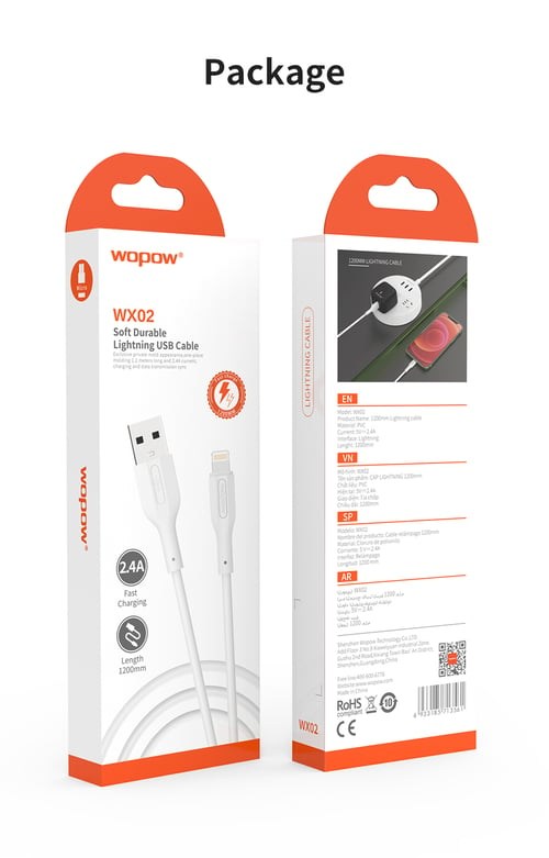Wopow, Data Cable Soft Fast Charginglightning Usb Cable Length 1200Mm