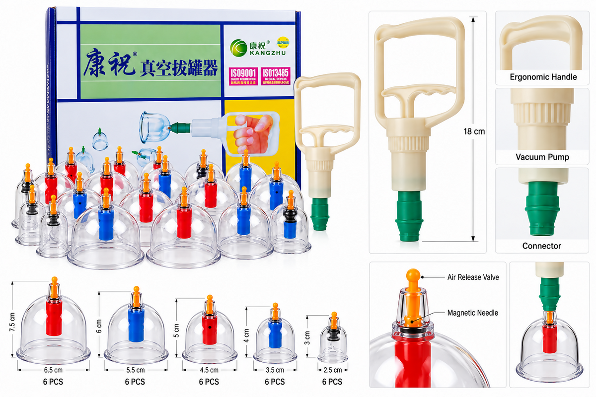 HIJAMA Vacuum Cupping Set for Health Care Portable Body Relaxation Massager & Manual Therapy Cups Traditional Chinese Therapy Cupping Kit 24 Pcs