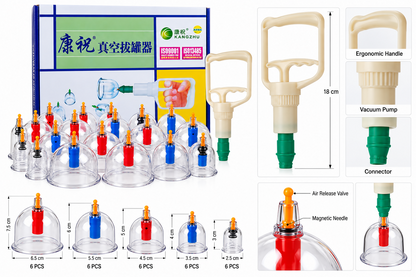 HIJAMA Vacuum Cupping Set for Health Care Portable Body Relaxation Massager & Manual Therapy Cups Traditional Chinese Therapy Cupping Kit 24 Pcs