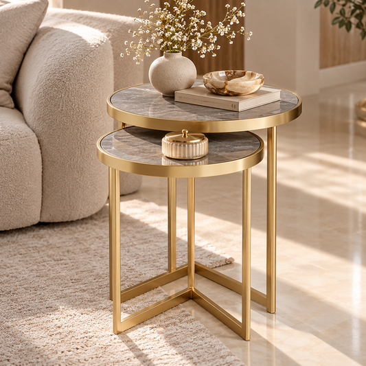 Valencia Marble Nesting Side Tables – Set of 2 | XSYX0273