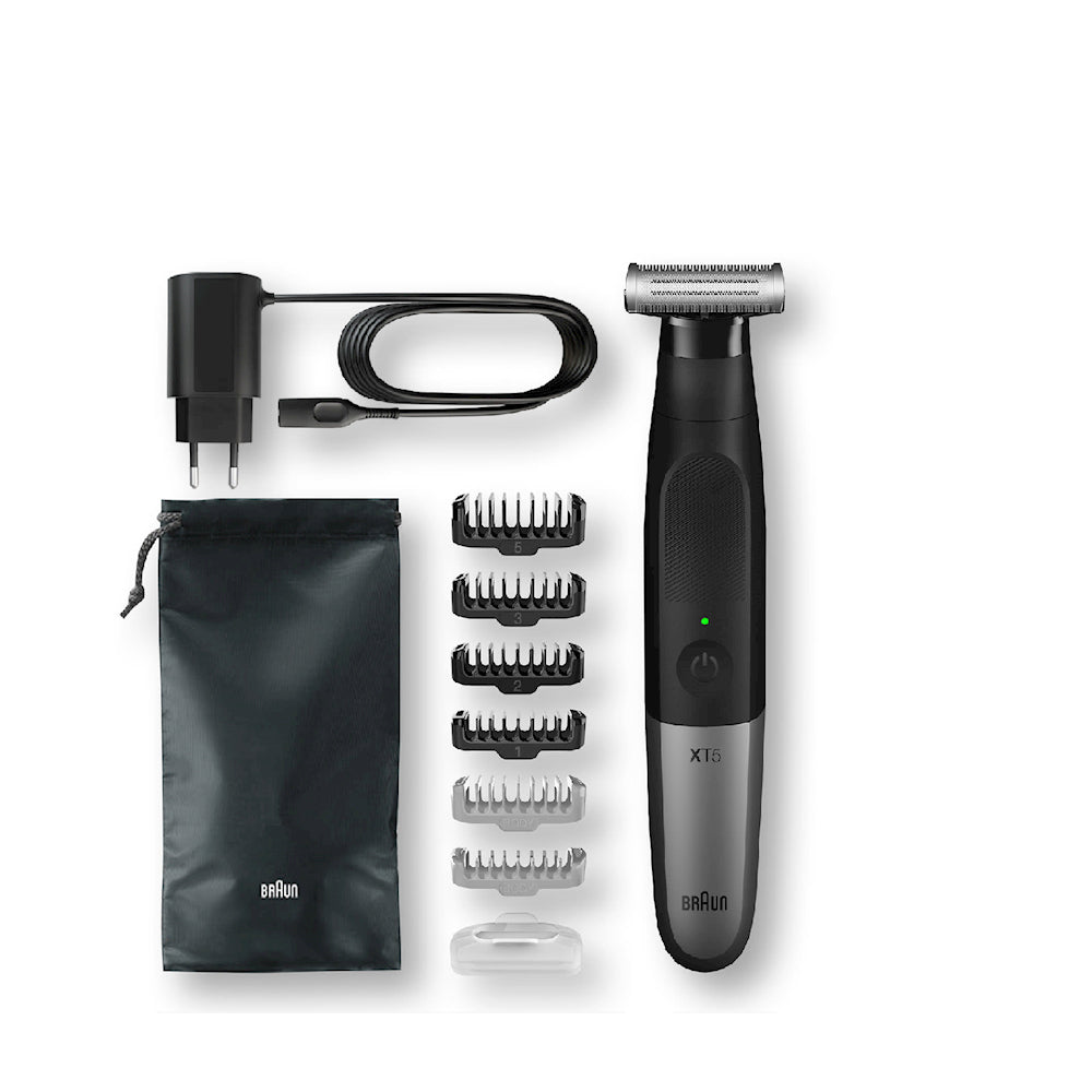 Braun, Shaver Series X Xt5200 Wet & Dry All In One Trimmer With 6 Attachments And Travel Pouch, Black / Grey-Metal, Xt5200