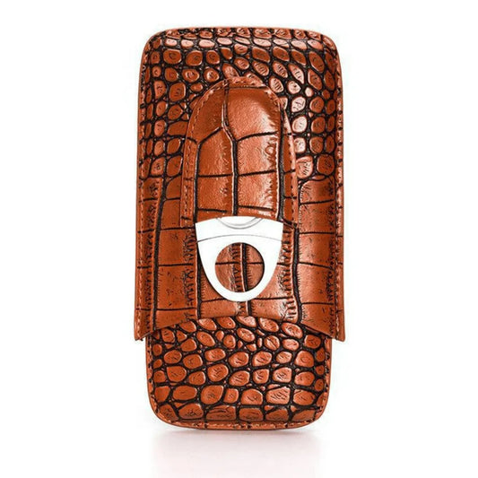 Cohiba Elegance Klaro Leather Cigar Travel Case [Humidor], 3 Cigar Storage + Cigar Cutter + Inhouse Pocket [Hard Interior Protection] – Brown, XXX-HY3304L2BR