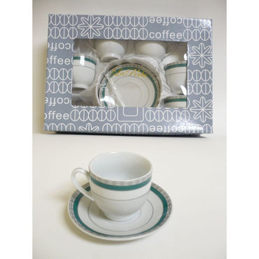 La Perla, Porcelain Cup And Saucer Set With Green Design 12Pcs