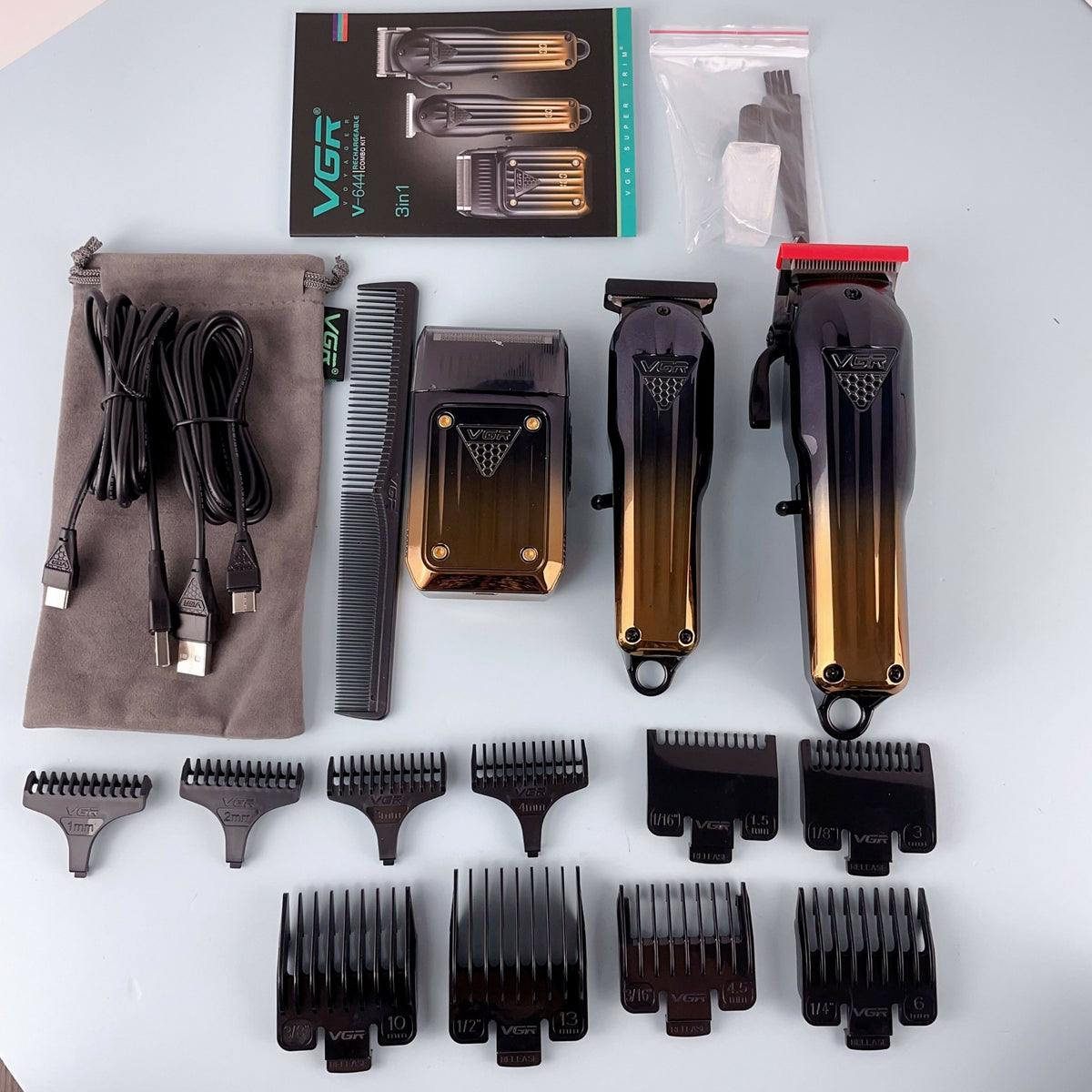 VGR 644 Hair Clippers for Men Professional, Cordless Beard Trimmer & Electric Razor Shavers for Men