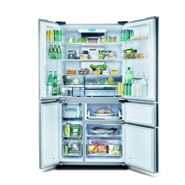 Sharp Fridge J-Tech Inverter, Metal 5 Door, Twist Ice Maker, 9 Way Shelf 850L, Made In Thailand - [Black Glass], SHP-JFSD910BK