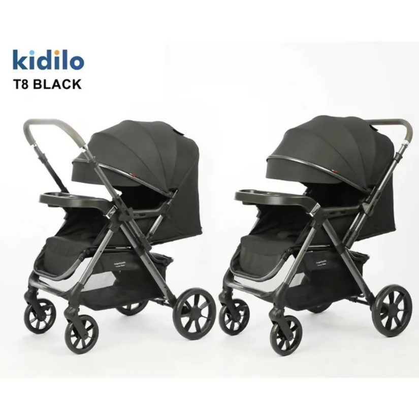 Kidilo T8 Premium Baby Stroller – Multi-Functional, Reversible Handle, Shock-Absorbent Wheels