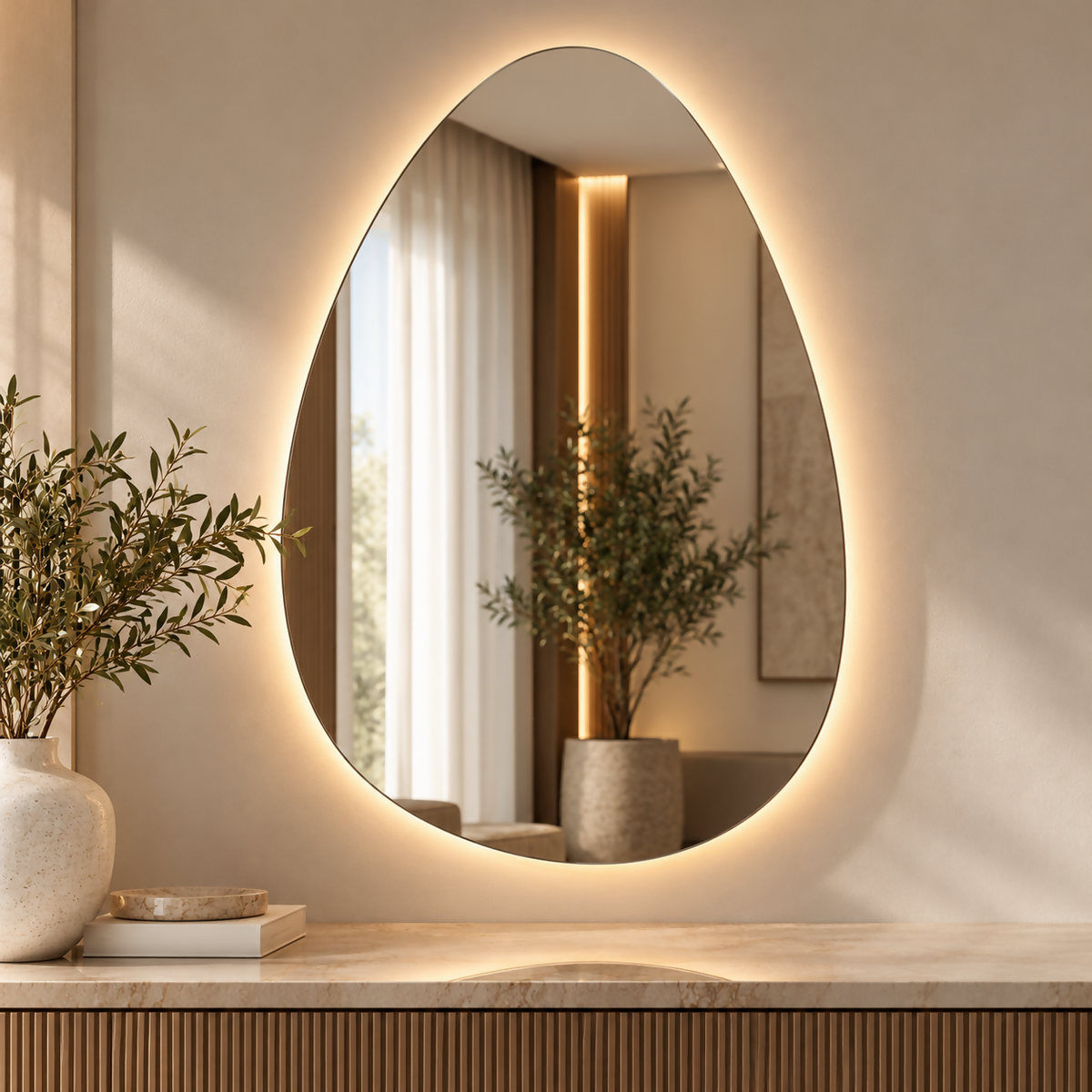 Free-Shaped Wall Mirror with Shadow LED Lighting | SDLED