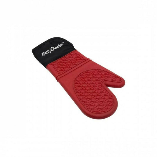 Betty Crocker Silicon Glove, Withstands High Heat, High-Quality Materials, Easy To Clean (34x18.5cm) [Black - Red], BC4049