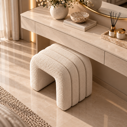 Beige Sculptural Bouclé Bench | BNCH383845B