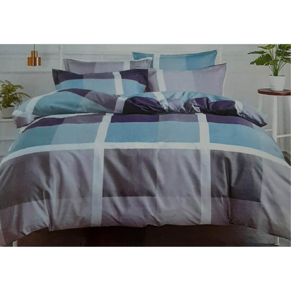 Zenith, Grey/Blue/White Bedset Printed Single 3 Pcs