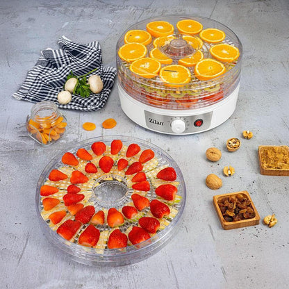 Zilan Food Dehydrator 250W, 5 Trays, Adjustable Temperature up to 70°C - White, ZLN2037