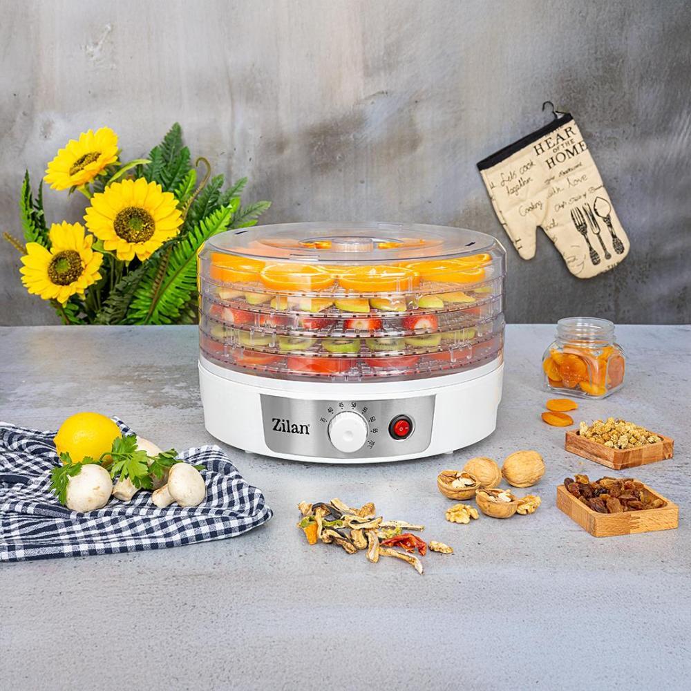 Zilan Food Dehydrator 250W, 5 Trays, Adjustable Temperature up to 70°C - White, ZLN2037