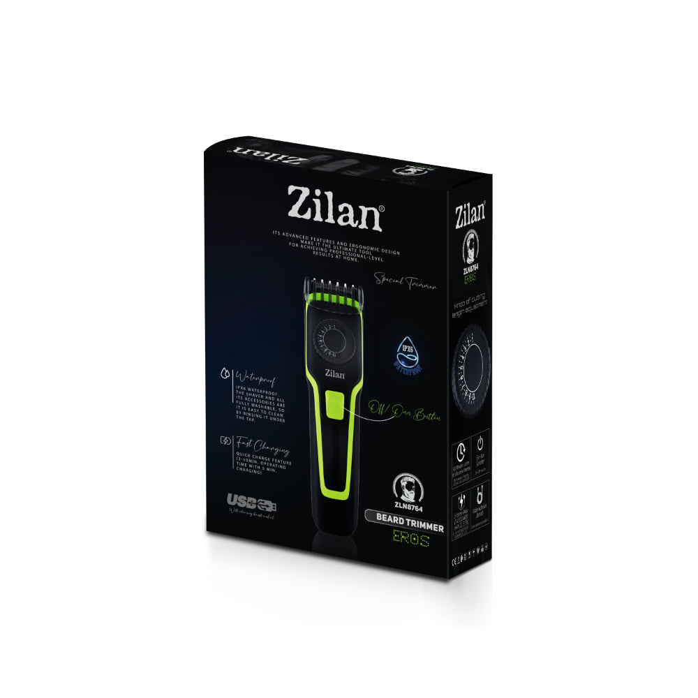 Zilan, Hair And Beard Clipper, Eros, IPX6 Waterproof, Fast Charging, 90min Charging / 75min Operation, ZLN8764
